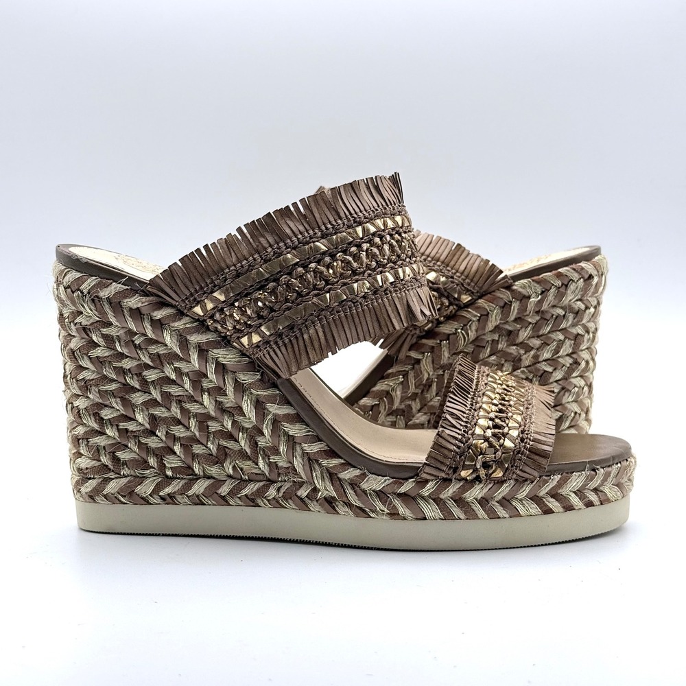 Vince Camuto Brittnuh Boho Fringe Espadrille Platform Wedge Sandals 6.5